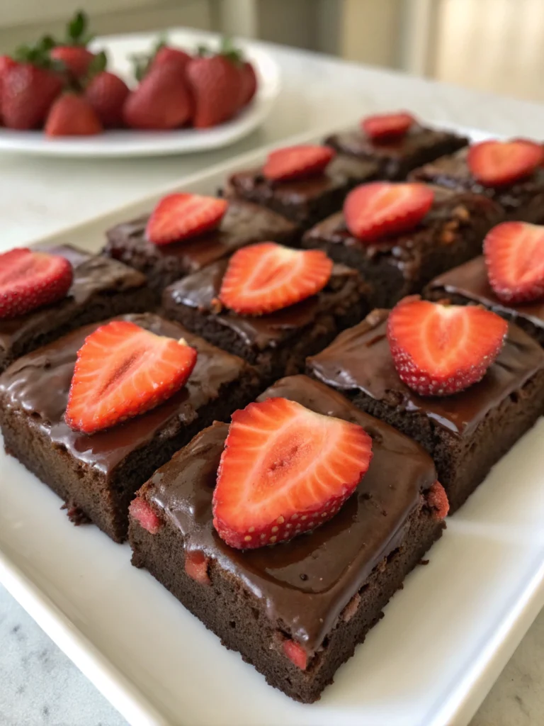 Chocolate Covered Strawberry Brownies