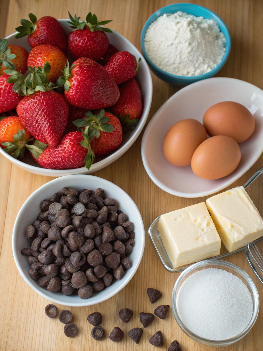 Ingredients for Chocolate Covered Strawberry Brownies