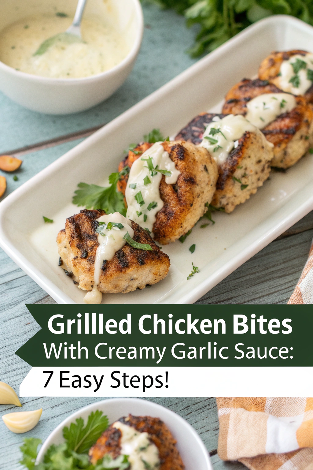 Grilled Chicken Bites with Creamy Garlic Sauce ingredients
