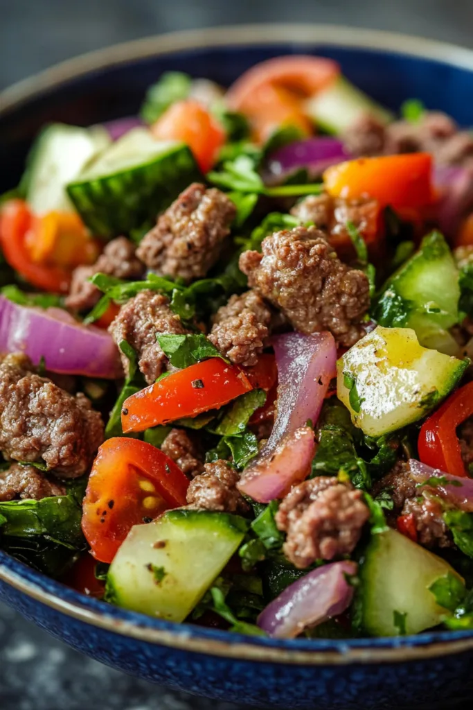 Keto Mediterranean Ground Beef Stir Fry