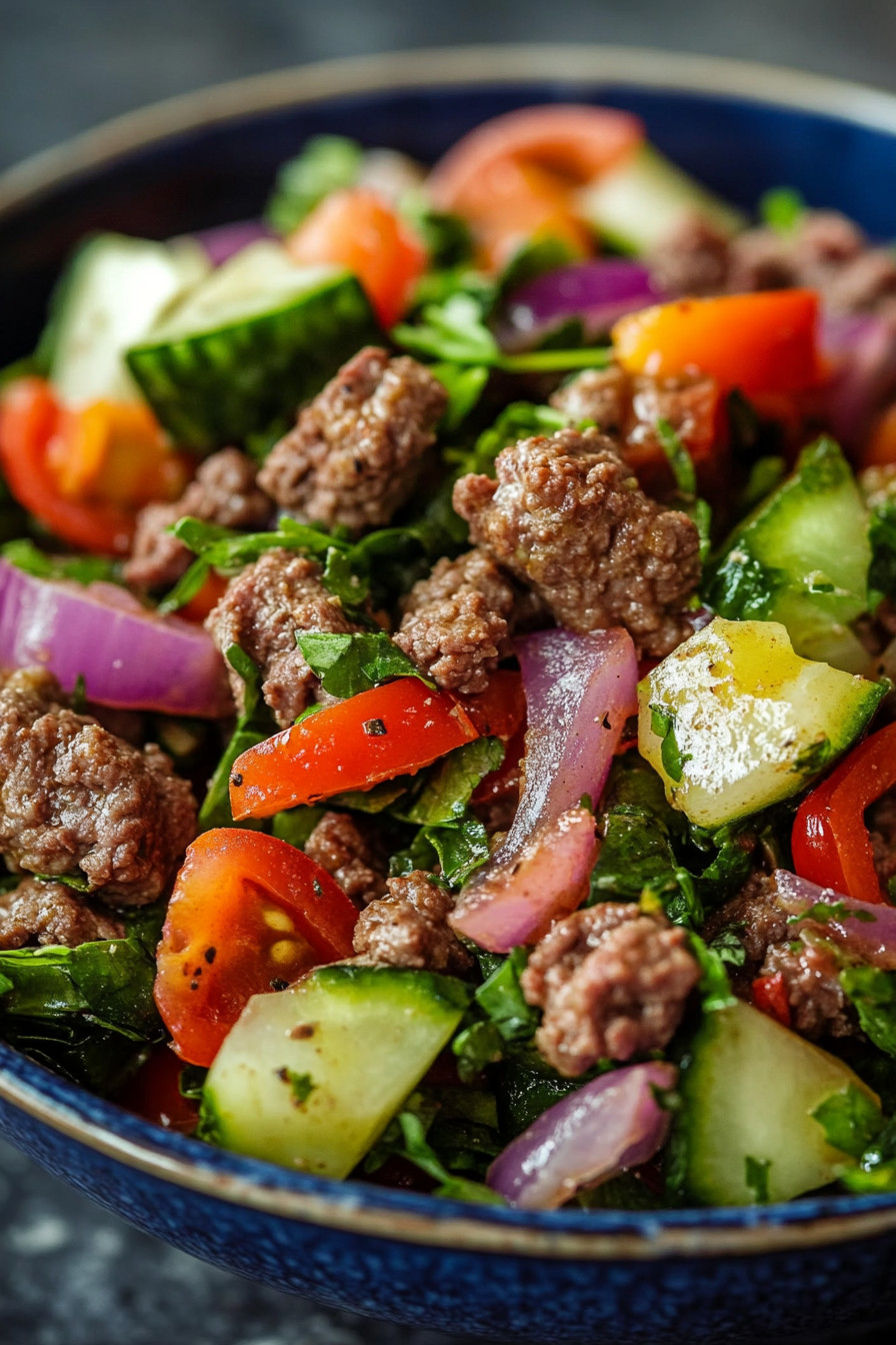 Keto Mediterranean Ground Beef Stir Fry