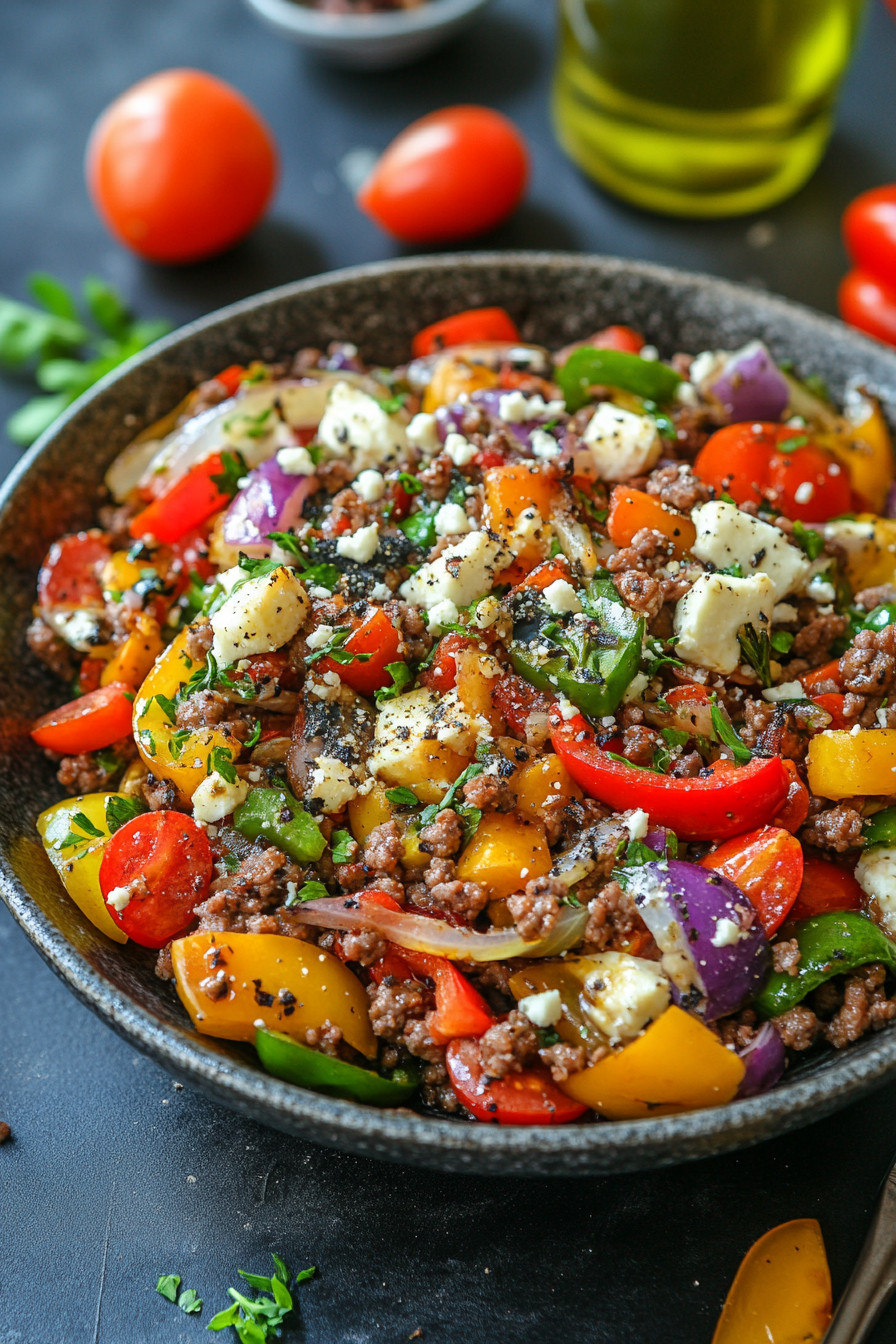 Mediterranean Ground Beef Stir Fry
