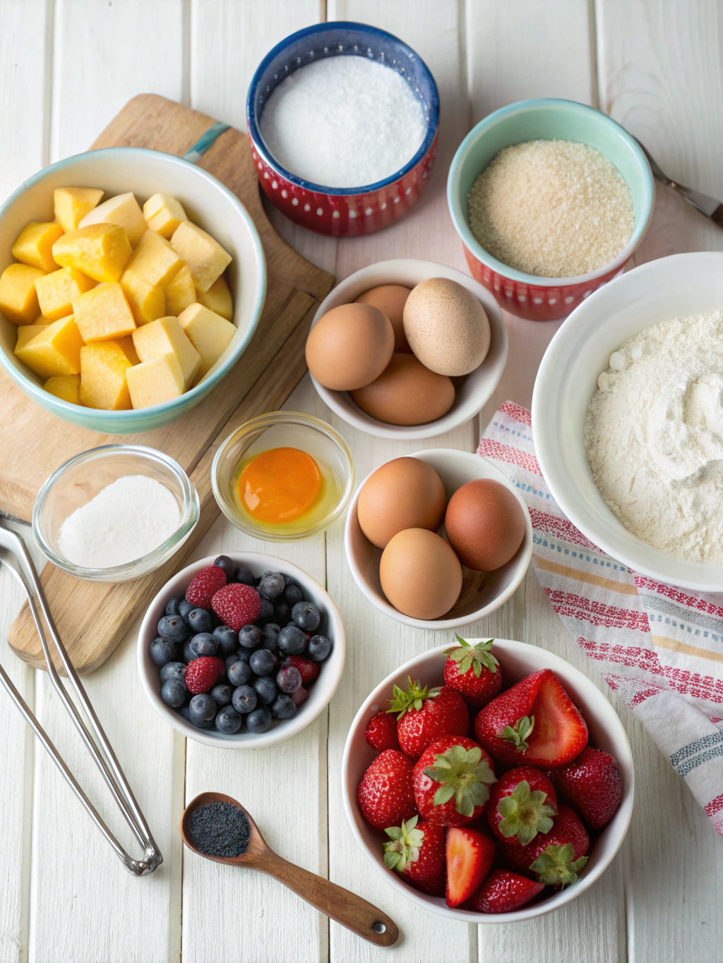Dessert ingredients laid out on a countertop